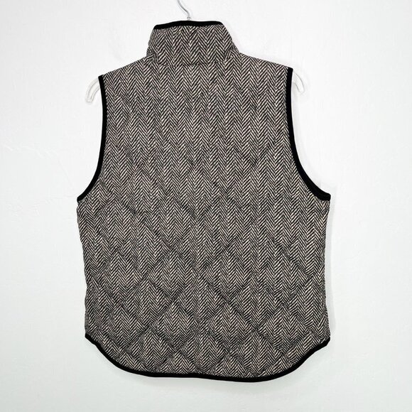 J.Crew Excursion puffer Down vest herringbone pattern Quilted Size M Black cream - Picture 8 of 11